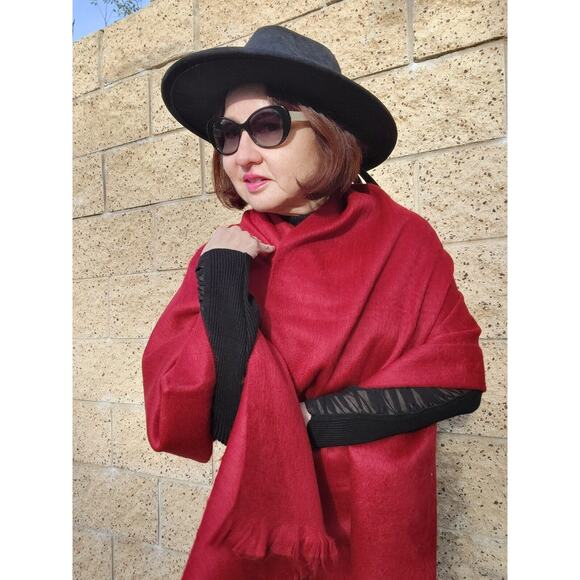 New baby Alpaca wool Shawl wrap Scarf Head Wrap Blanket Red - Picture 6 of 9